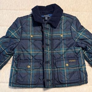 Girls Polo by Ralph Lauren Navy Plaid Puffer Jacket